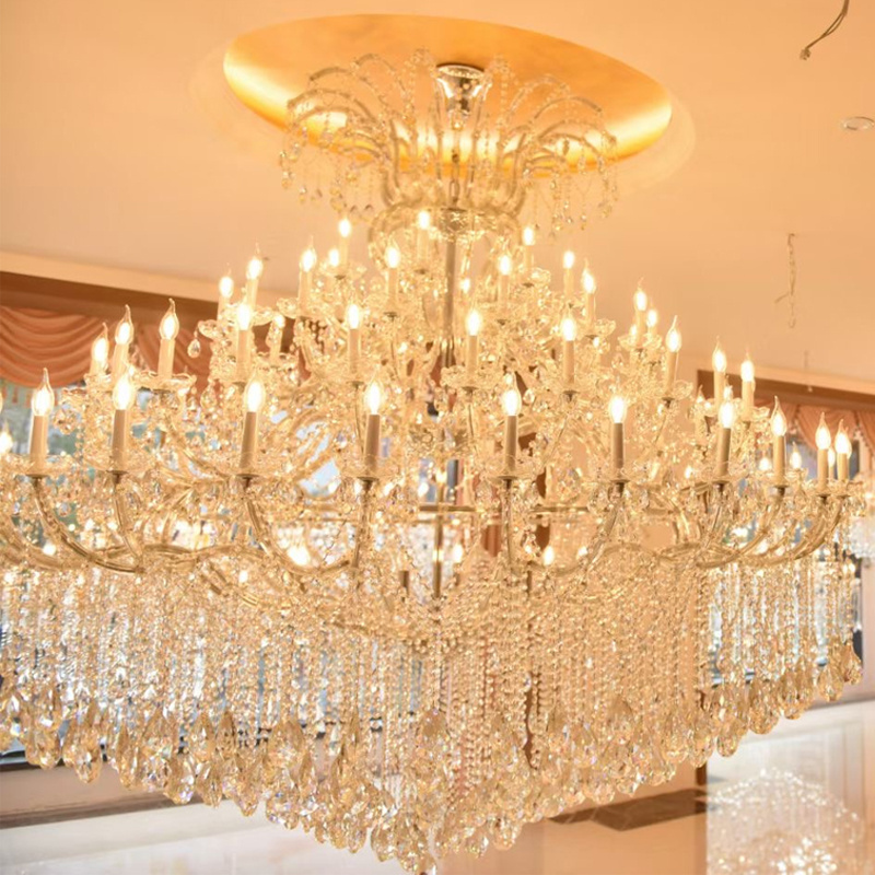 Nordic Modern Luxury Big Wedding Hotel Dining Room Long Strip Ceiling Golden Crystal Chandeliers Pendant Lights