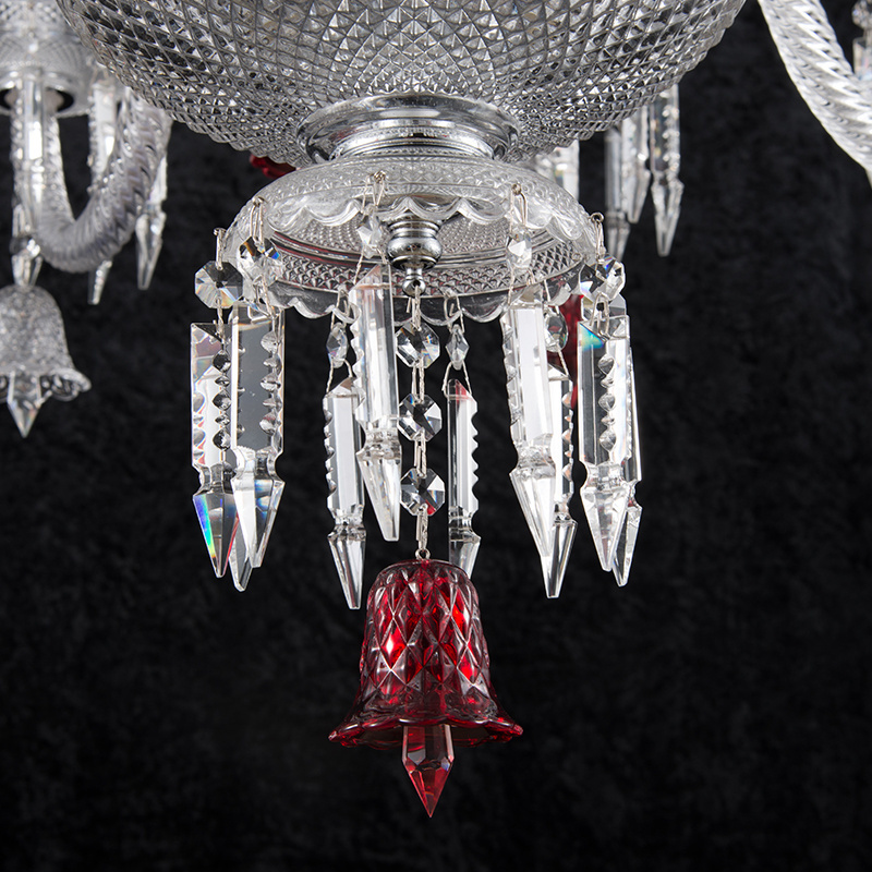 Bespoke Fixtures Indoor Decoration Wedding Banquet Gallery Custom Red Crystal Luxury Ceiling Chandelier