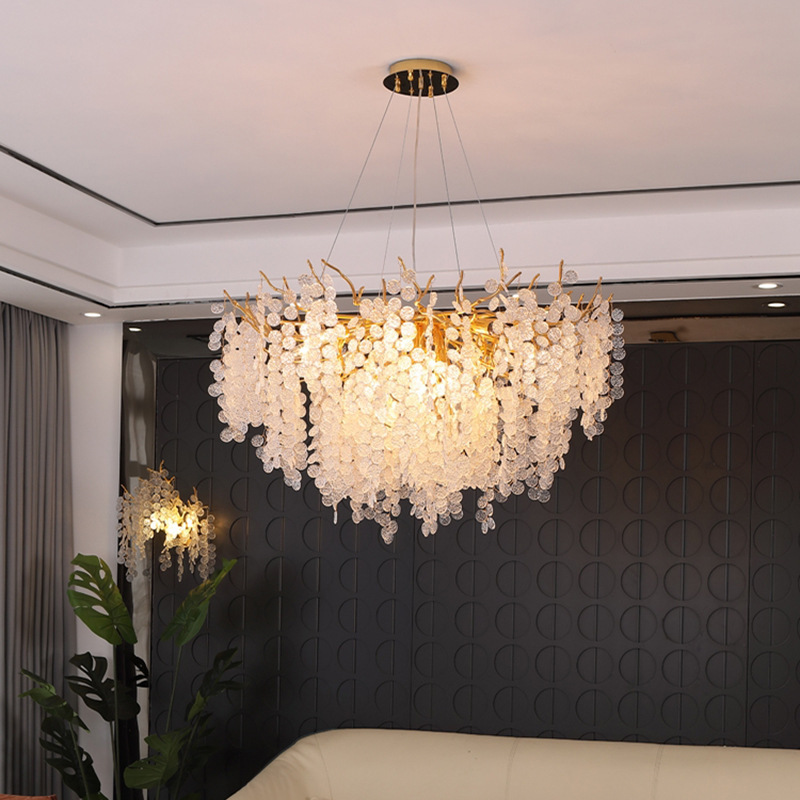 Nordic Luxury K9 Crystal Black Gold Ceiling Led Hanging Lampe Modern Simple Home Villa Living Room Chandeliers & Pendant Lights