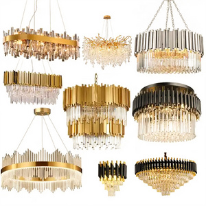 Nordic Luxury K9 Crystal Black Gold Ceiling Led Hanging Lampe Modern Simple Home Villa Living Room Chandeliers & Pendant Lights