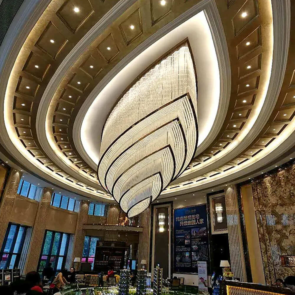 Custom Hotel Ballroom Project Large Flush Mount Ceiling Light Modern Style Decoration Luxury Big Crystal Chandelier