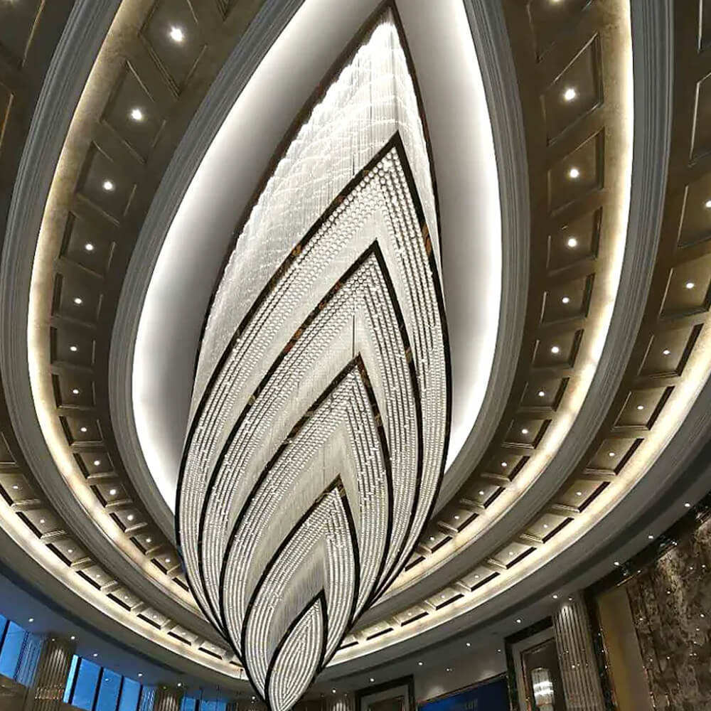 Custom Hotel Ballroom Project Large Flush Mount Ceiling Light Modern Style Decoration Luxury Big Crystal Chandelier