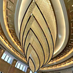 Custom Hotel Ballroom Project Large Flush Mount Ceiling Light Modern Style Decoration Luxury Big Crystal Chandelier