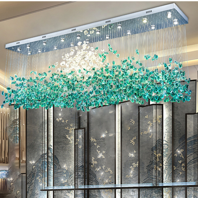 OEM/ODM Hotel lobby project round chandelier restaurant banquet hall art living room creative full sky star stone pendant lamp