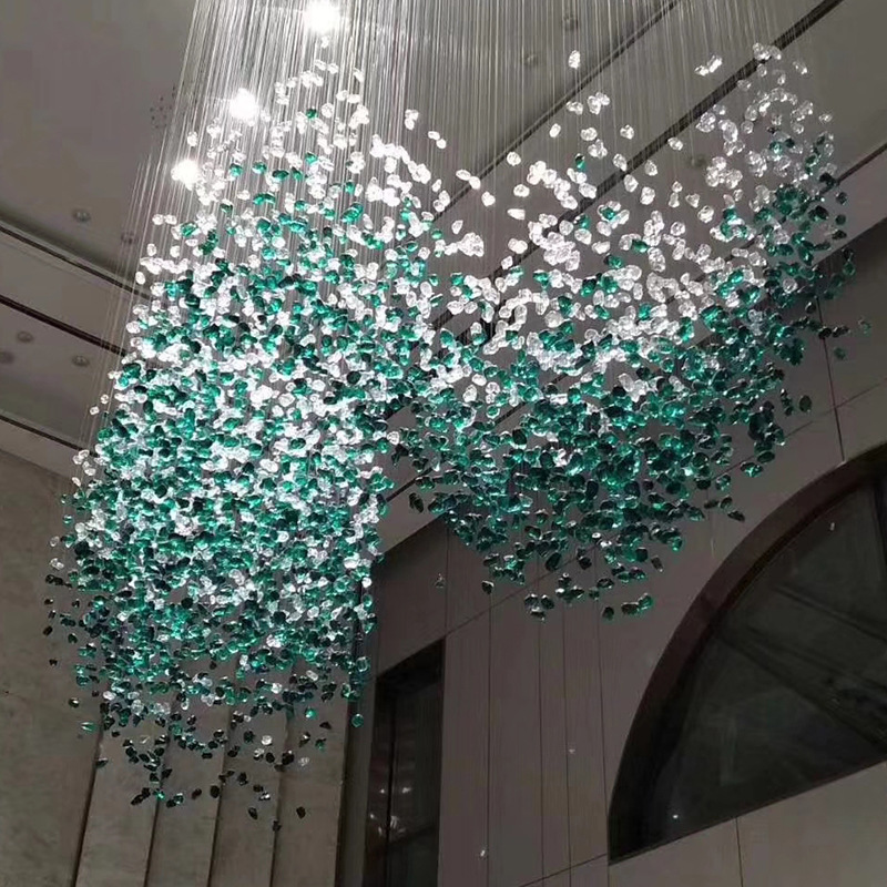 OEM/ODM Hotel lobby project round chandelier restaurant banquet hall art living room creative full sky star stone pendant lamp