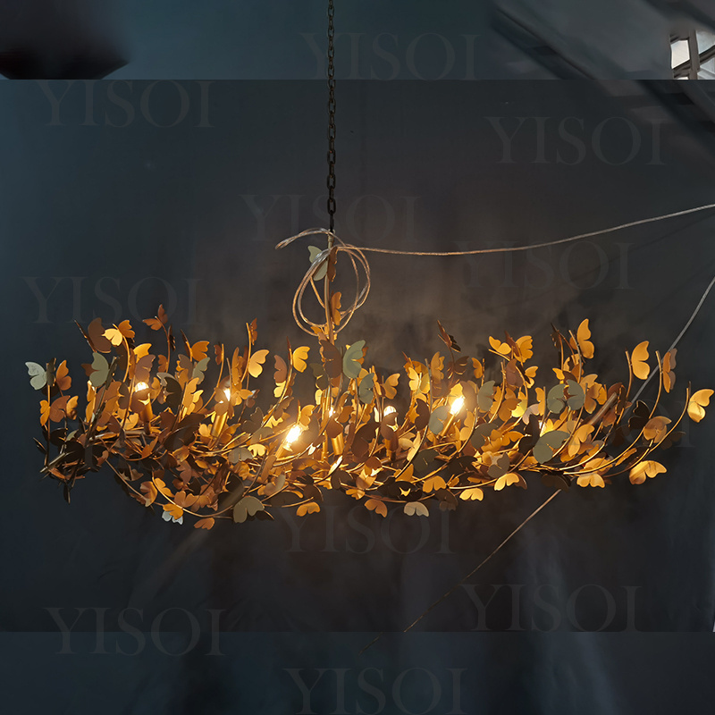 Modern Gold Butterfly Weddings Led Ceiling Moder Contemporary Entryway High Ceiling Hanging Pendant Light E27 Chandelier