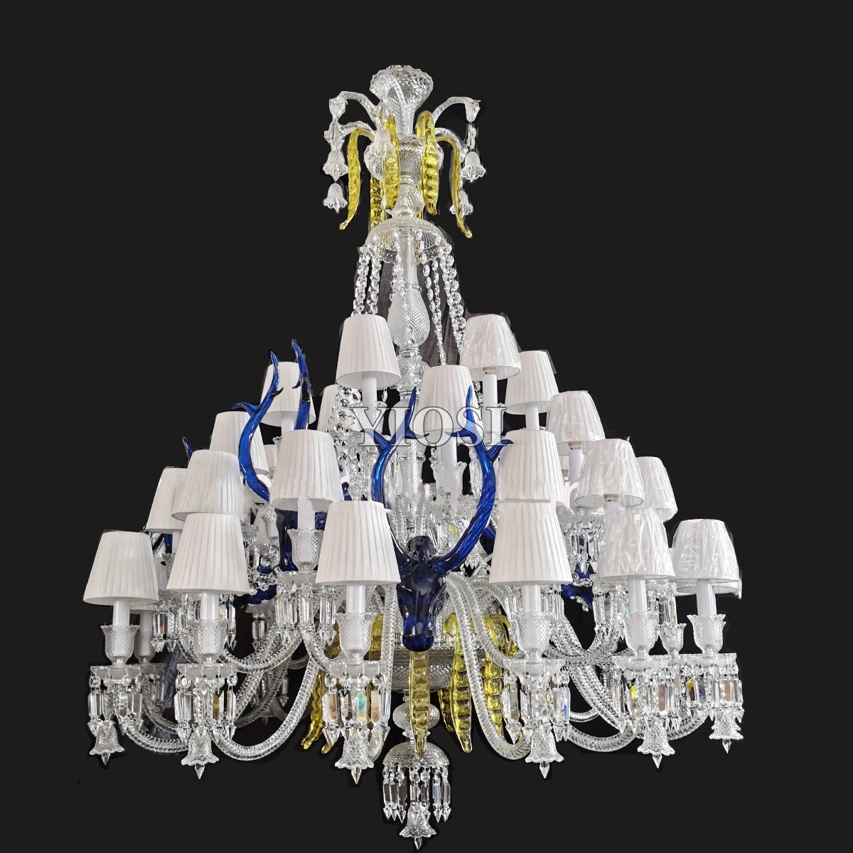 Wedding Decoration White Luxury Crystal Antler Large Auditorium Ceiling Transparent Crystal candelabra chandelier