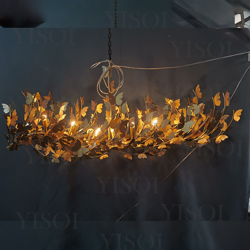 Modern Gold Butterfly Weddings Led Ceiling Moder Contemporary Entryway High Ceiling Hanging Pendant Light E27 Chandelier