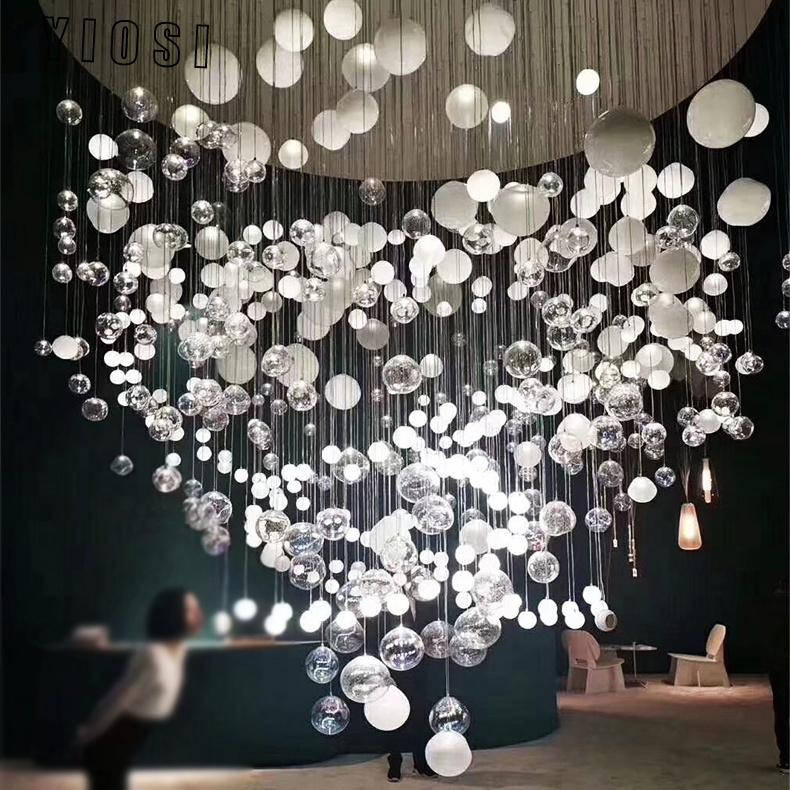 Nordic Clear Glass Bubbles Chandelier Lighting Ceiling Chandeliers Hotel Lobby Bar Decoration