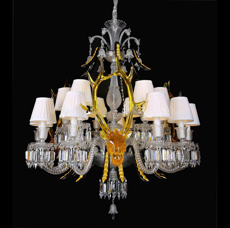 French Romantic Design Classic Style Metal Indoor Hotel Decorative Contemporary Glossy Luxury Antler Crystal Chandelier