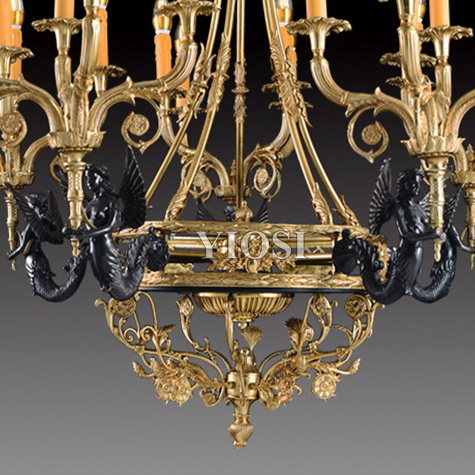 Luxurious Large Brass Color Crystal Chandelier Lamp Crystal Lustre Light Fixture 20 Arms Hotel Lamp