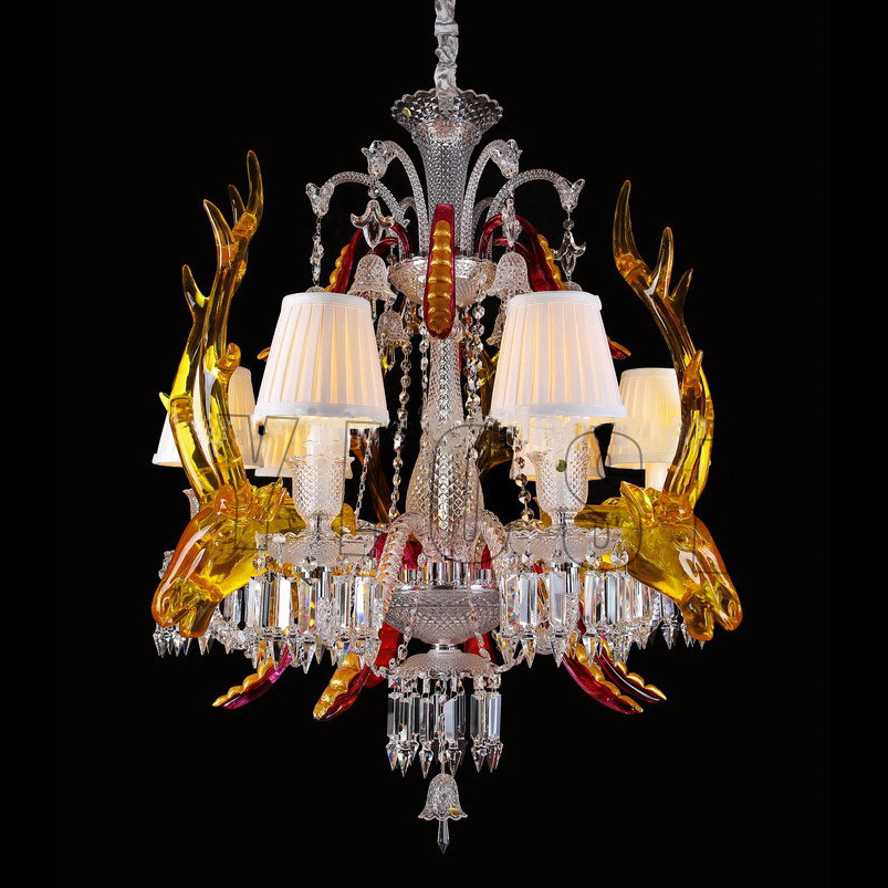 French Romantic Design Classic Style Metal Indoor Hotel Decorative Contemporary Glossy Luxury Antler Crystal Chandelier