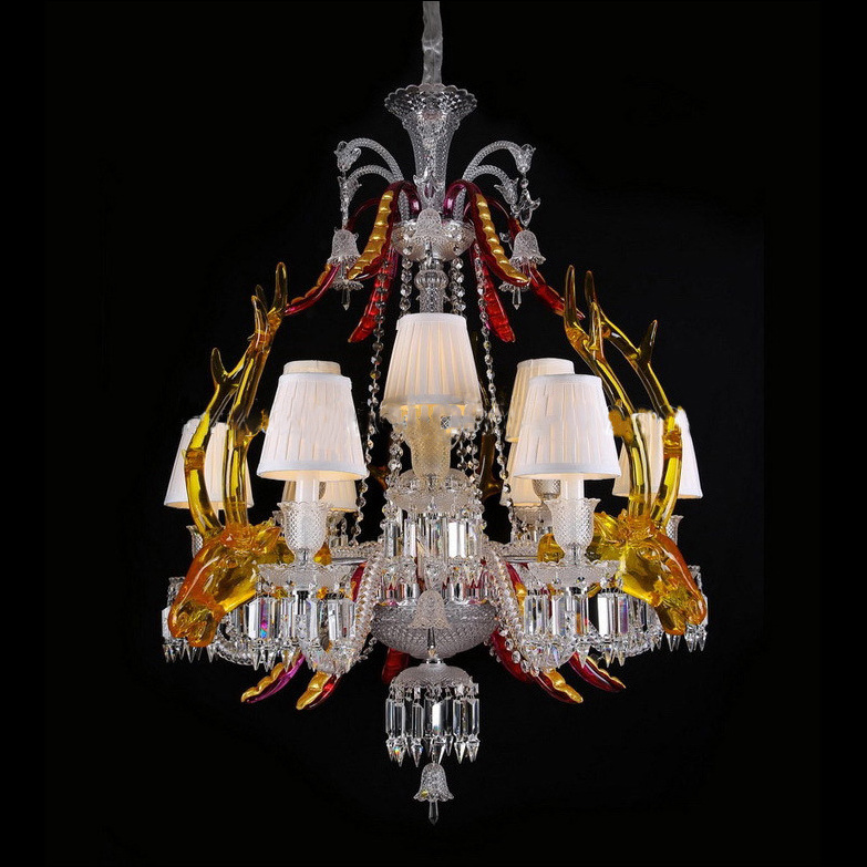 French Romantic Design Classic Style Metal Indoor Hotel Decorative Contemporary Glossy Luxury Antler Crystal Chandelier