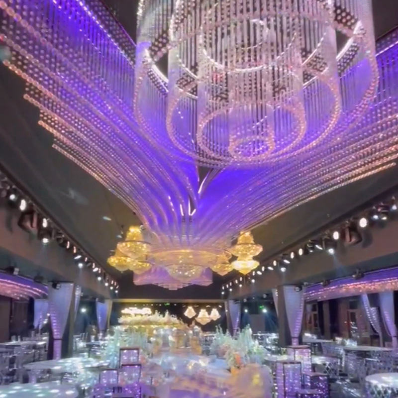 Contemporary Design Wedding Atmosphere Light Lighting Pendant Hanging Large Wedding Hotel Decoration Crystal Chandelier Lamp