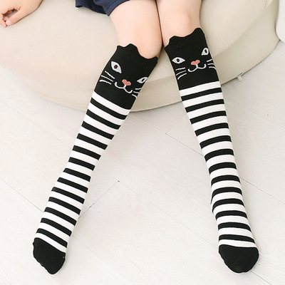 5 Pairs Cute Baby Children Kids Cartoon Soft Cotton Knee High Socks Girls