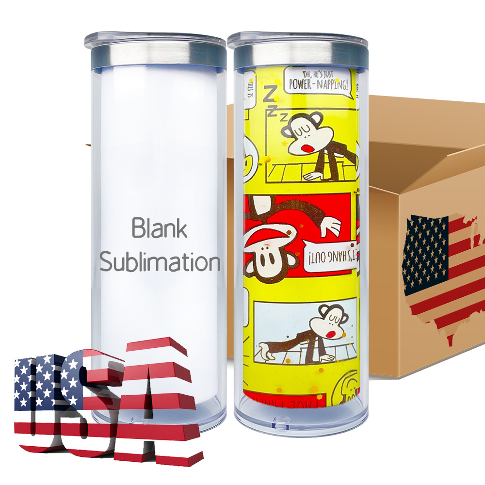 DIY glitter snow globe 20oz white blank sublimation stainless steel USA warehouse storyboard straight tumbler for custom gift