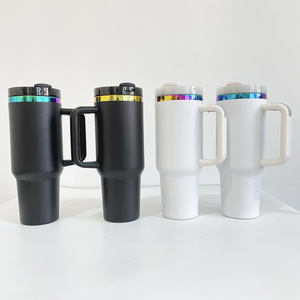 USA warehouse powder coated black white holographic rainbow plated 40oz quencher tumbler for sunflower laser engraving