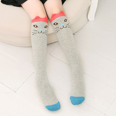 5 Pairs Cute Baby Children Kids Cartoon Soft Cotton Knee High Socks Girls