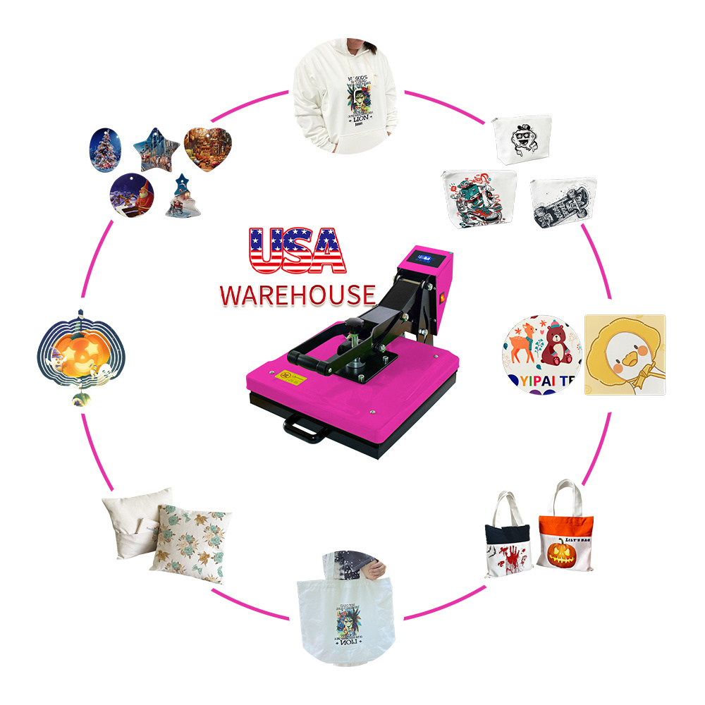 US Warehouse DIY  Sublimation Blank Digital T-Shirt Press Machine bags Hat Plate Cap Mouse Pad for Dye Sublimation Heat Press