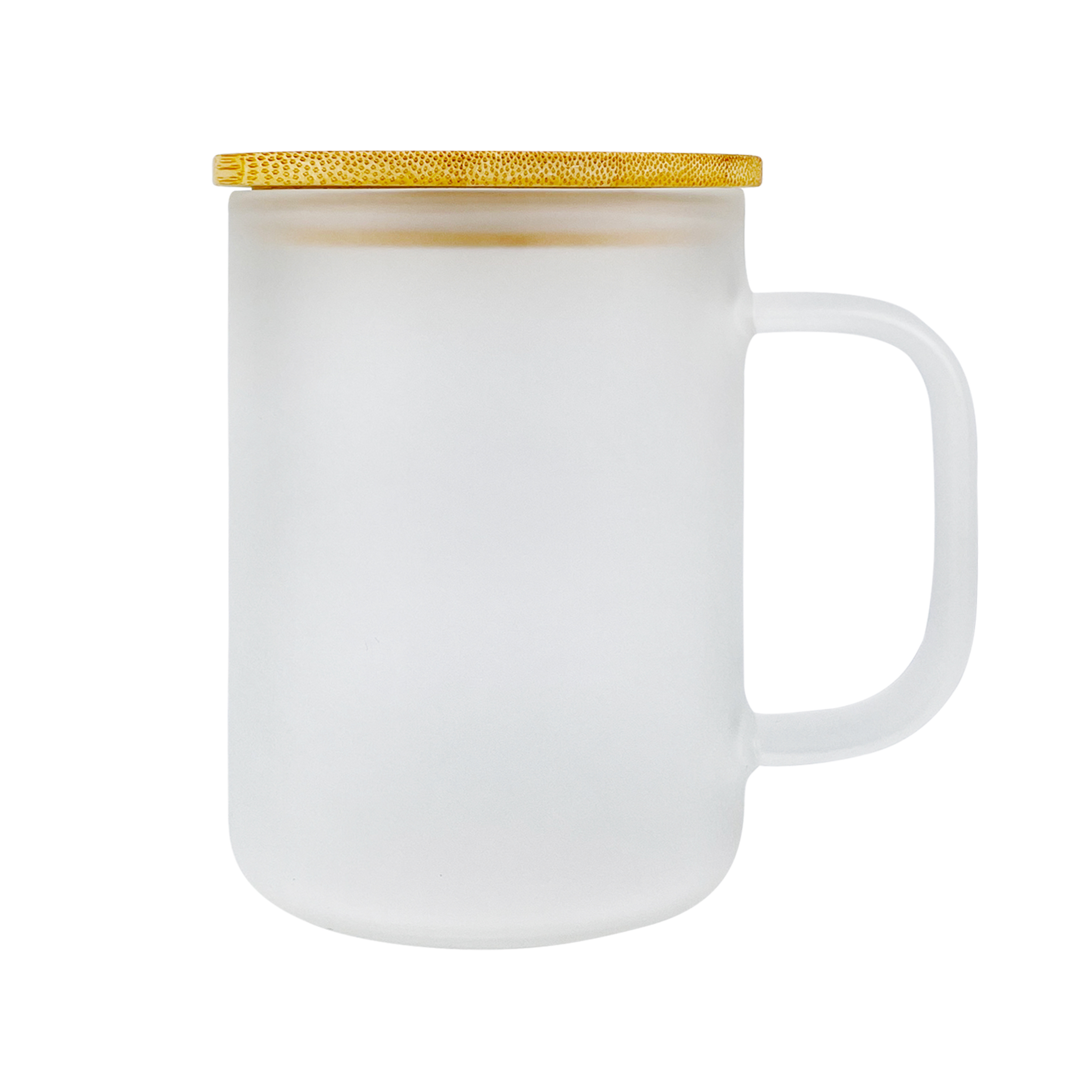 Wholesale bulk 11oz 17oz  clear frosted sublimation crystal high borosilicate glass coffee mugs with bamboo lid for DIY printing