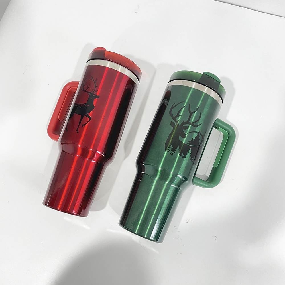 Red Green Color Snowman Christmas Tree Santa Cup blank 40oz travel mugs for sublimation and  Laser engraved