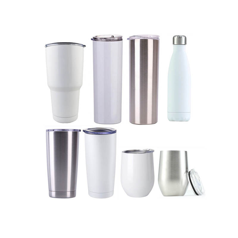 Blanks sublimation stainless steel 350ml 500ml cola water bottle 20oz skinny tumbler 12oz wine glass 30oz cups mug with lid