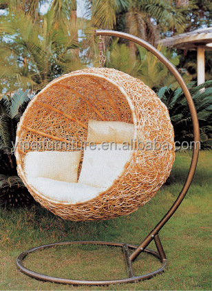 Wicker Rattan Egg Hanging Indoor Swing Chair with Stand  garden rattan iron frame swing hanging chairs