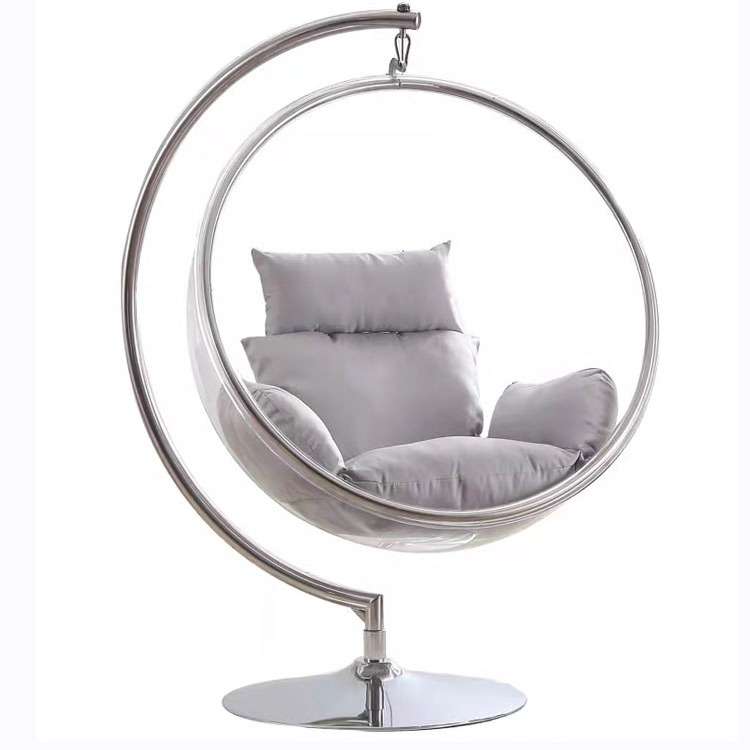 China modern indoor Bubble hanging chair  celebrity girl glass hemisphere acrylic hanging basket outdoor swing hanging chair