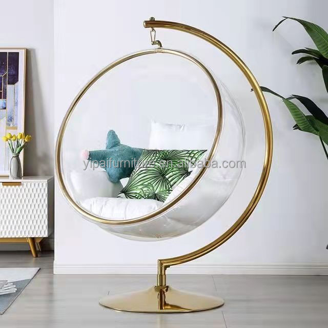 China modern indoor Bubble hanging chair  celebrity girl glass hemisphere acrylic hanging basket outdoor swing hanging chair