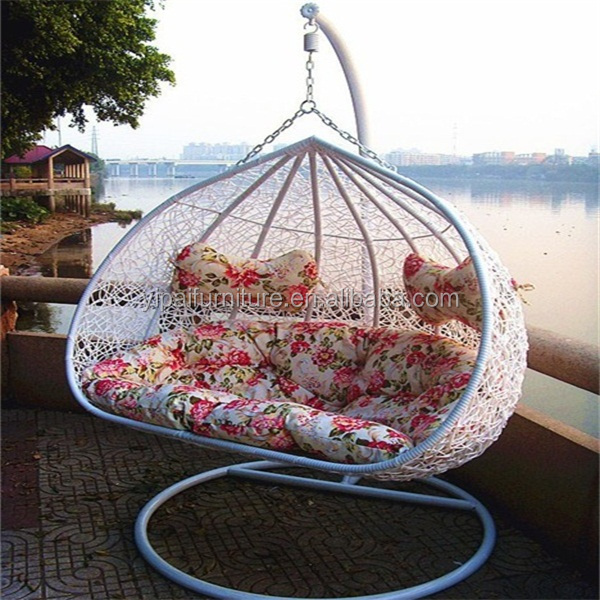 Outdoor double seat swing chair patio  Garden Furniture Rattan Patio Swings Hanging Egg Chair with Stand Pink Black Bag Red