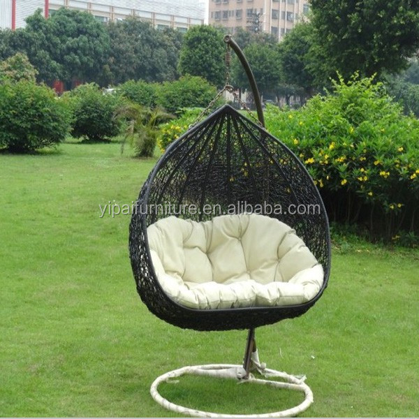 PE wicker rattan metal frame double seat basket balcony Garden Furniture Rattan Patio Swings Hanging Egg Chair outdoor swings