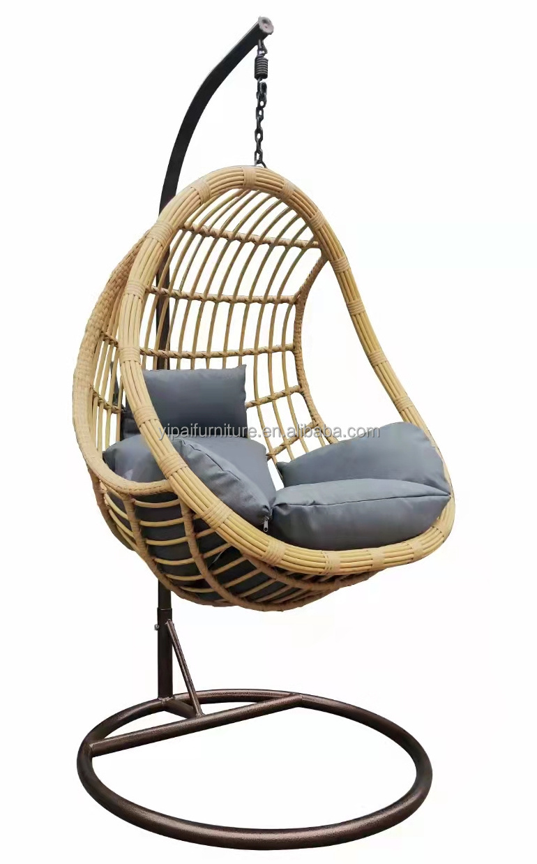 metal frame Pe rattan wicker weave outdoor Hanging Swing Chair Garden set  outdoor swing