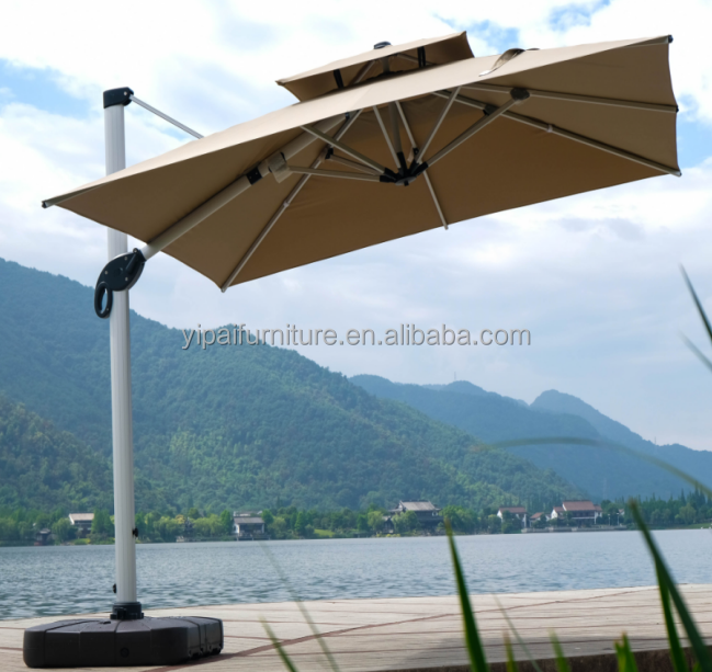 China 3*3 big hotel engineering outdoor garden patio Thatch beach aluminum frame sun umbrella sun garden parasol umbrella