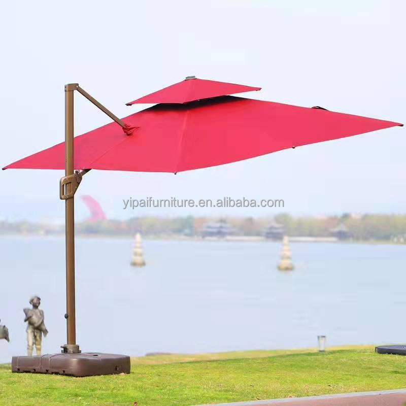 China 3*3 big hotel engineering outdoor garden patio Thatch beach aluminum frame sun umbrella sun garden parasol umbrella