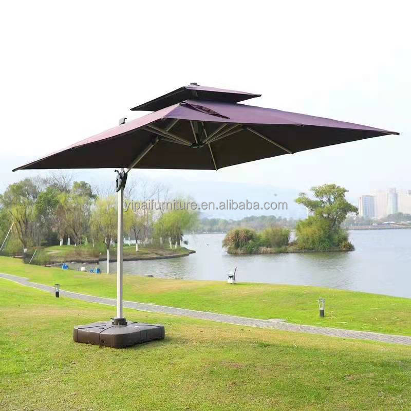 China 3*3 big hotel engineering outdoor garden patio Thatch beach aluminum frame sun umbrella sun garden parasol umbrella