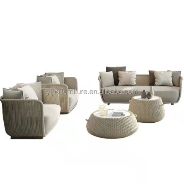 Modern Luxury Outdoor Teak Furniture Waterproof Fabric Comfortable Modular Sofa Set rattan  outdoor furniture