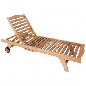 teak wood solid aluminum like wood patio garden beach park hotel outside lounger chair Outdoor Wooden Beach Sunbed