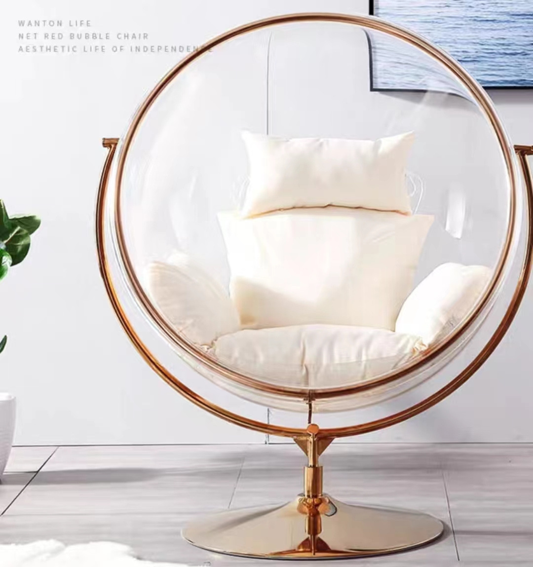 Living room bedroom gold metal ball bubble egg hanging swing leisure chair furniture