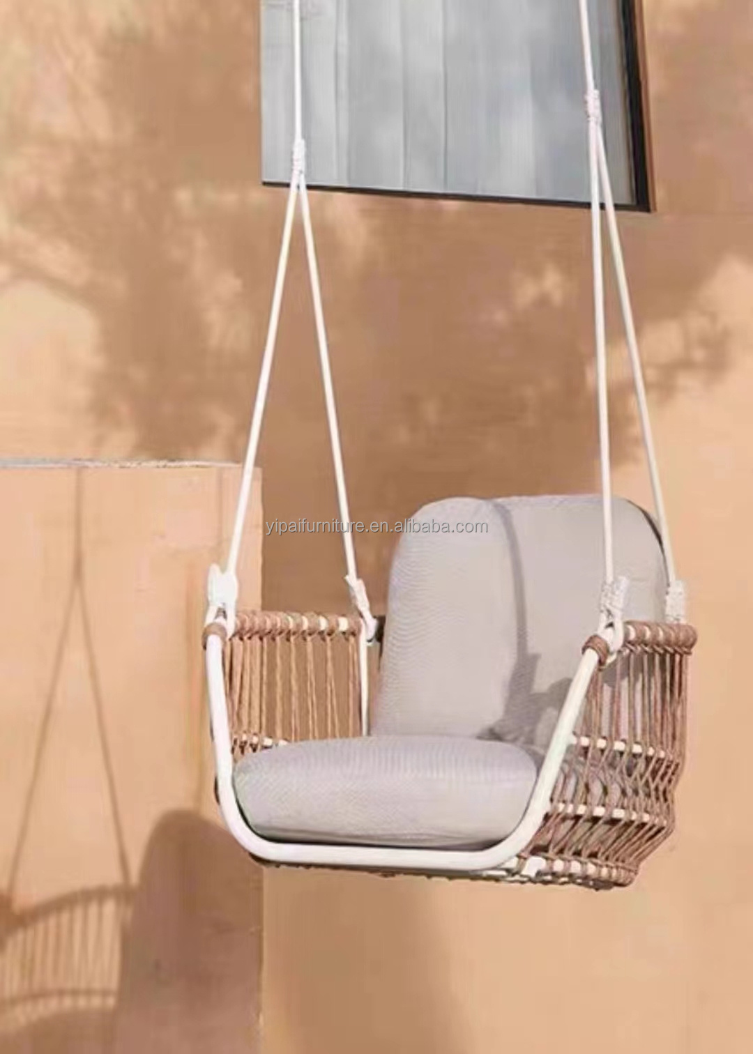 Luxury Single Swing Chair Outdoor Furniture Garden Balcony Rope Woven Hanging Chair with cushion