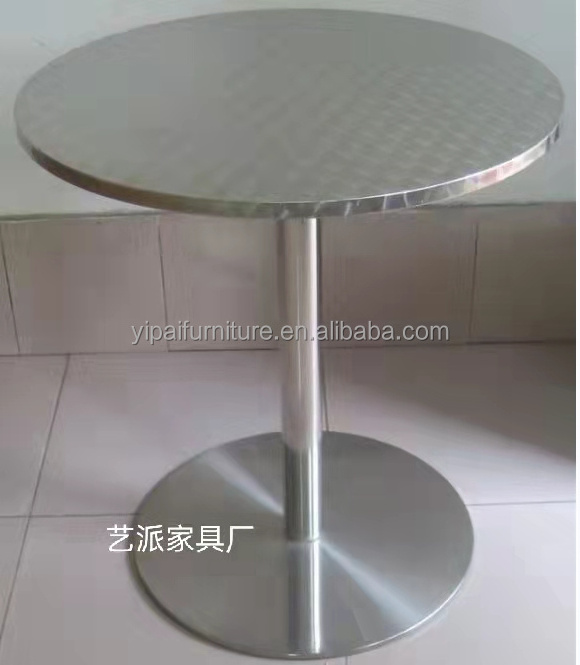 Modern China cheap aluminum base folding stainless steel small round high Stainless steel cocktail bistro bar table