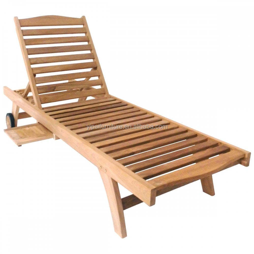 teak wood solid aluminum like wood patio garden beach park hotel outside lounger chair Outdoor Wooden Beach Sunbed