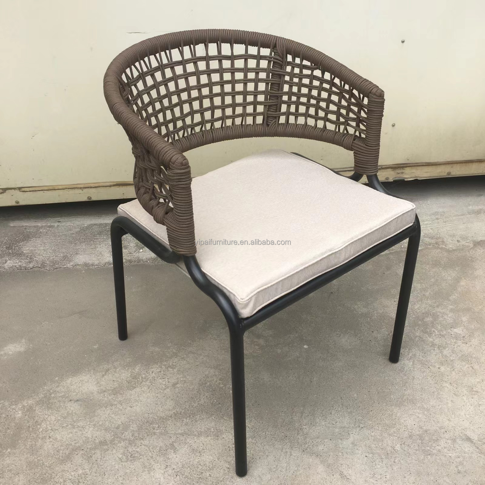 aluminum frame rope weave Hotel restaurant furniture plastic string weave aluminum frame rope outdoor resting chair