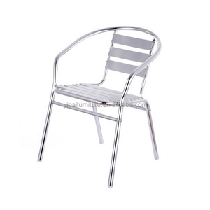 Outdoor Modern Stackable Armrest Cafe Bistro Patio Aluminium Chair  Bistro Table And Chair Stacking Outdoor Aluminum Chair