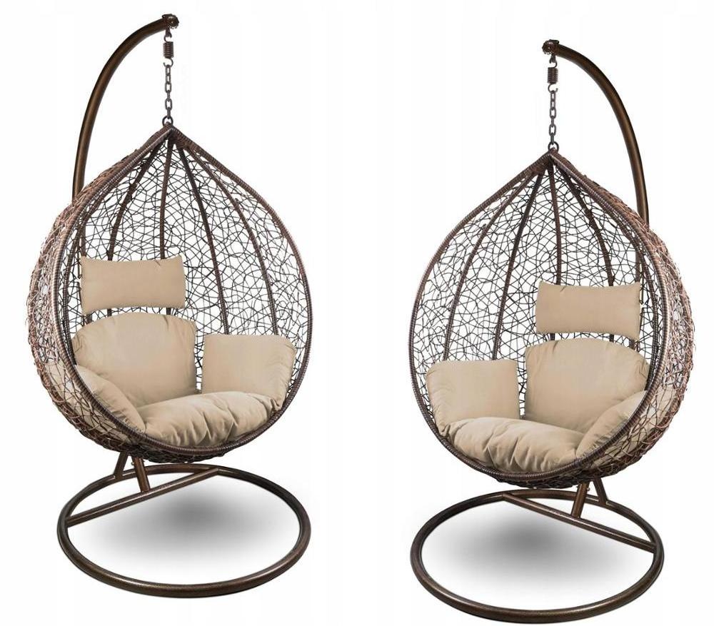 Outdoor hanging basket chair ceiling egg iron rattan swing chair