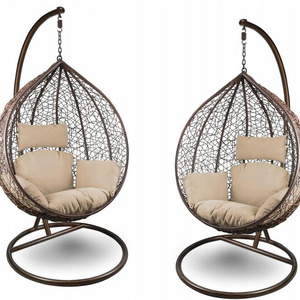 Outdoor hanging basket chair ceiling egg iron rattan swing chair