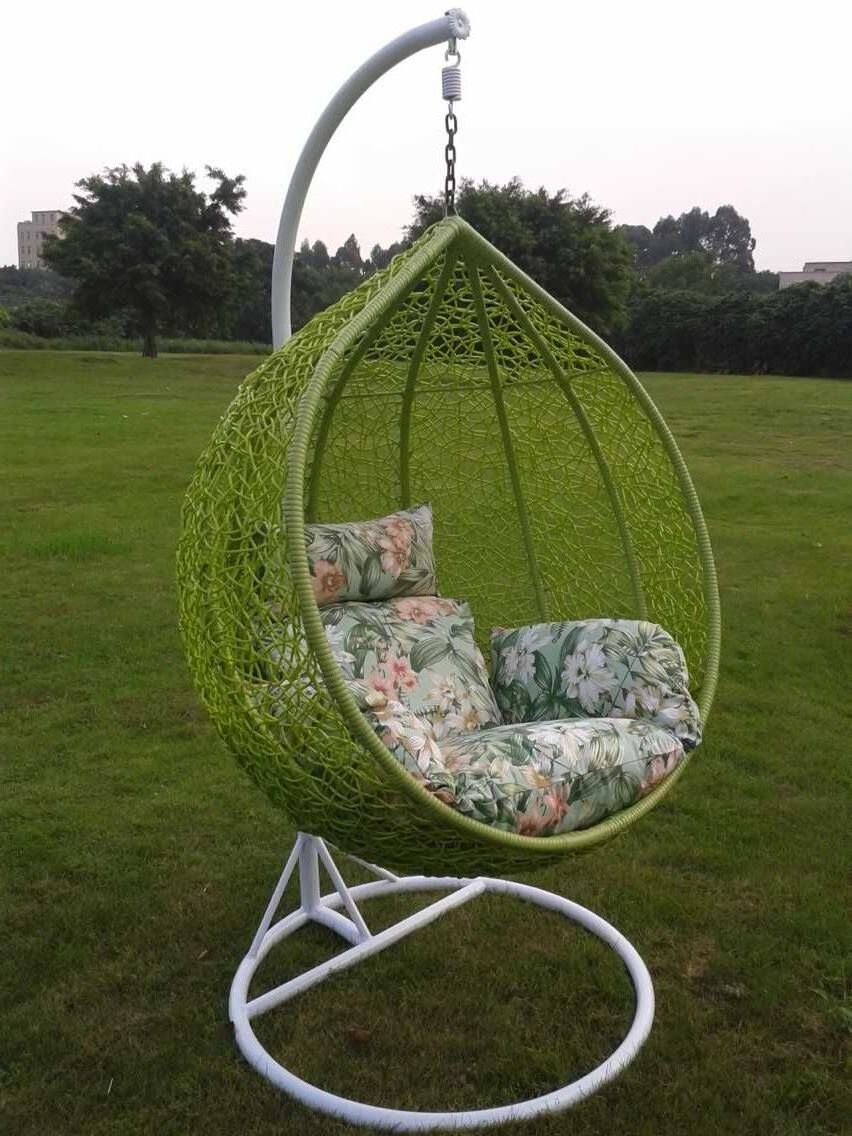 Outdoor hanging basket chair ceiling egg iron rattan swing chair