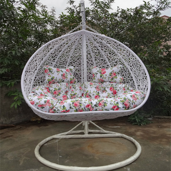 steel rattan garden outdoor and indoor double  hanging chair patio swing chair YPS083