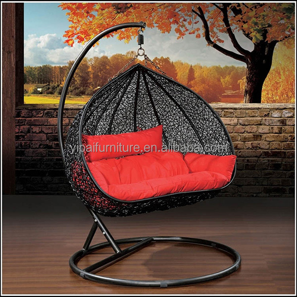 steel rattan garden outdoor and indoor double  hanging chair patio swing chair YPS083