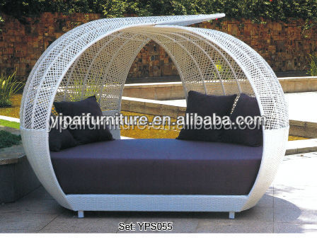 bedroom Leisure cushion olive white rattan round sofa bed YPS055