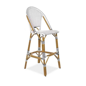 French rattan dining chair Balcony Lounge  Rattan  back chair Cafe Retro outdoor Rattan bar chair